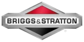 Briggs & Stratton logo with diamond shape, silver border, red top section, black bottom section, and text in the center.